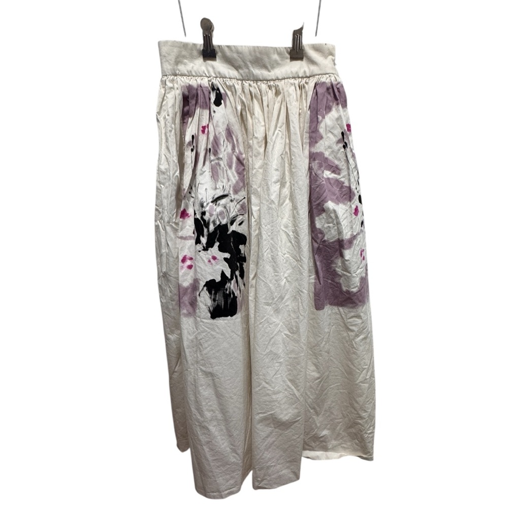 Dries Van Noten White and Black Floral Midi cotton Skirt EU 34/US 2 - Picture 4 of 9